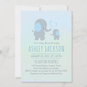 ベイビーボーイベイビーエレファントベイビーシャワー 招待状 (正面)