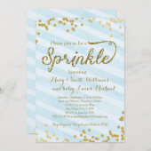 ベイビーボーイ スプリンカル シャワー 招待状 青 ゴールド (正面/裏面)