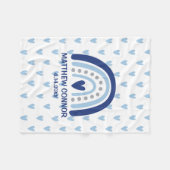 ベイビーボーイ レインボーとハートの名入れ フリースブランケット (正面(横))