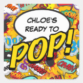 ベイビーポップ・アートのシャワーおもしろいへモダン スクエアシール (正面)