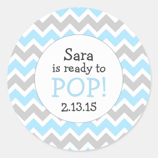ベイビーポップ・アートのシャワー特典/ブルーシェブロン ラウンドシール (正面)
