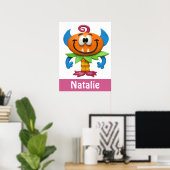 ベイビーモンスター ベビーガール シャワーナーサリー ポスター (ホームオフィス)