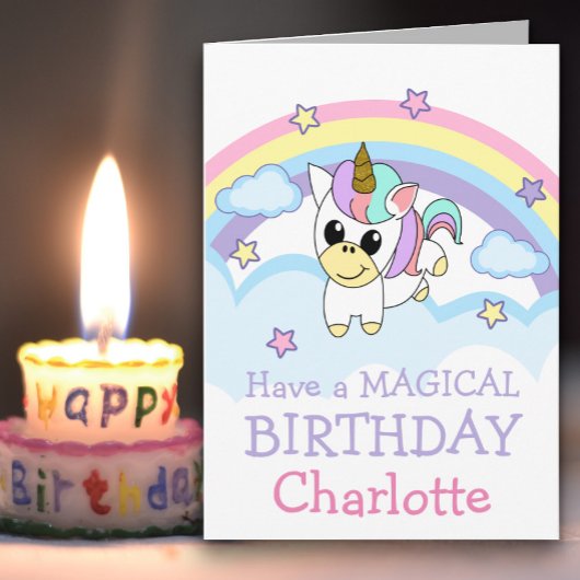 ベイビーユニコーンの魔法の誕生日 カード