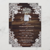 ベイビー素朴ズ・ブレス・ウッド・メイソン結婚・ジャー 招待状 (正面/裏面)