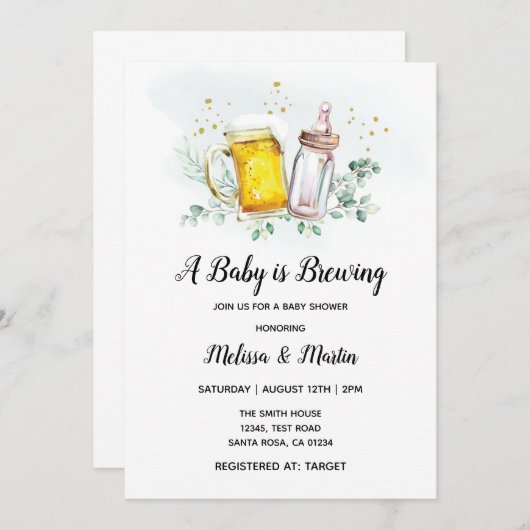 ベイビー誕生のご案内 赤ちゃんシャワー招待状カード 招待状 (正面/裏面)