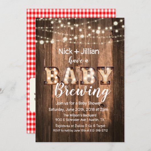 ベイビー誕生の予感！ベイビーシャワーのご案内 招待状 (正面/裏面)