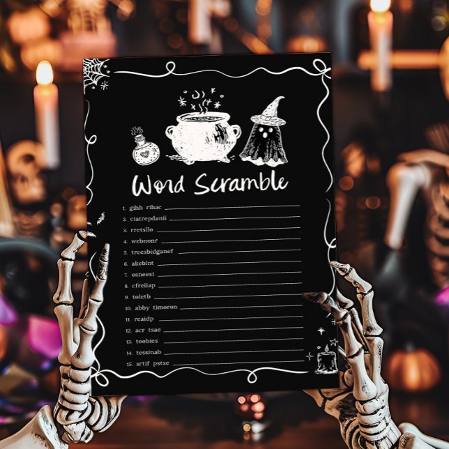 ベイビー・イズ・ブリューイング ハロウィン文字並べ替えゲーム (Hand Drawn A Baby is Brewing Baby Shower Word Scramble Game)