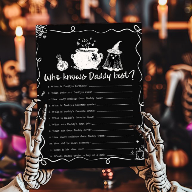 ベイビー・イズ・ブリューイング ハロウィン パパを知るのは誰? (Hand Drawn A Baby is Brewing Baby Shower Who Knows Daddy Best Game)