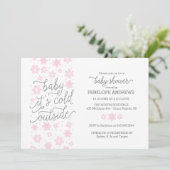 『ベイビー・イッツ・コールド・アウトサイド』ウィンターベイビーシャワー ピンク 招待状 (スタンド正面)