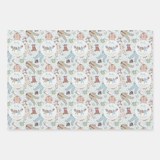 『ベイビー・イッツ・コールド・アウトサイド』ウィンター ベイビー シャワー ラッピングペーパーシート (正面)