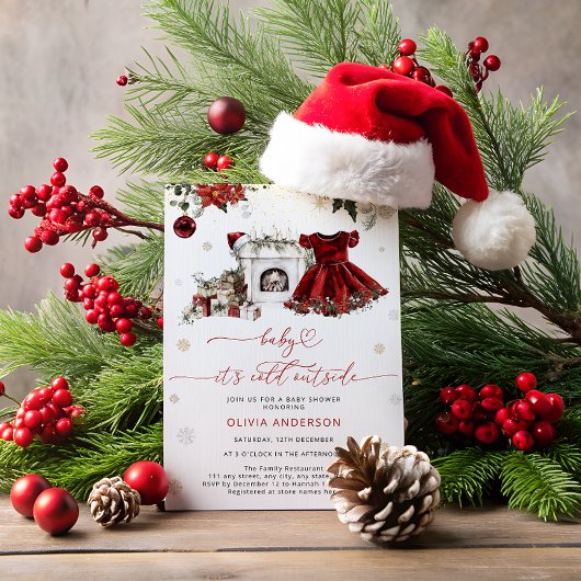 『ベイビー・イッツ・コールド・アウトサイド』クリスマス ベビーシャワー 招待状