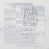 『ベイビー・イッツ・コールド・アウトサイド』シルバーグレー ベビーシャワー 招待状 (正面/裏面)