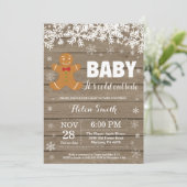 『ベイビー・イッツ・コールド・アウトサイド』ジンジャーブレッドマン ベイビーシャワー 招待状 (スタンド正面)