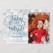 ベイビー イッツ コールド アウトサイド スノーフレークス フォト クリスマス (正面/裏面)