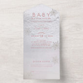 ベイビー・イッツ・コールド・アウトサイド スノーフレーク ベイビーシャワー ピンク オールインワン招待状 (内側)