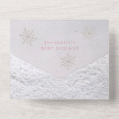 ベイビー・イッツ・コールド・アウトサイド スノーフレーク ベビーシャワー ピンク オールインワン招待状 (裏面)