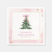 『ベイビー イッツ コールド アウトサイド』ピンクの蝶ネクタイ ベビーシャワー スタンダードカクテルナプキン (正面)