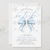 ベイビー・イッツ・コールド・アウトサイド ブルーボウ ウィンター ベイビーシャワー 招待状 (正面)