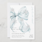 ベイビー・イッツ・コールド・アウトサイド ブルーボウ ベイビーシャワー 招待状 (正面)