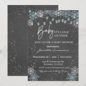 ベイビー イッツ コールド アウトサイド ブルー スノーフレーク メイソンジャー 招待状 (正面/裏面)