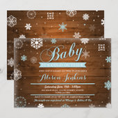 『ベイビー イッツ コールド アウトサイド ブルー』ベビーシャワー招待状 招待状 (正面/裏面)