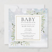 『ベイビー・イッツ・コールド・アウトサイド』ベイビーシャワー 冬の雪 招待状 (正面)