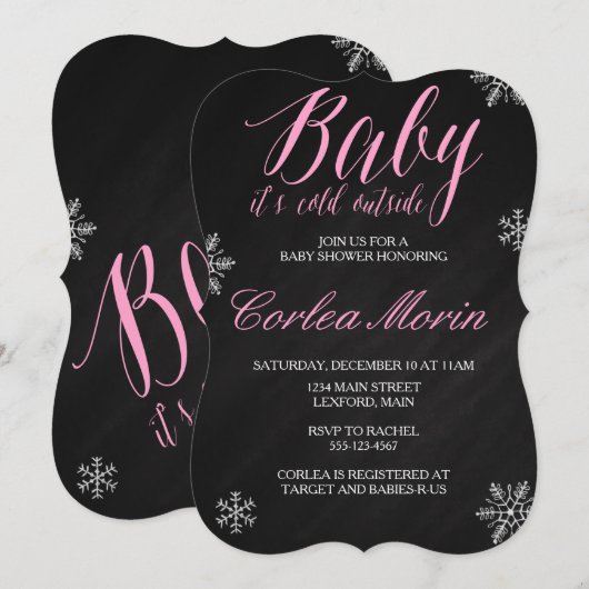 ベイビー・イッツ・コールド・アウトサイド 冬のテーマのシャワー招待状 招待状 (正面/裏面)