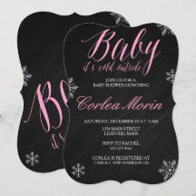 ベイビー・イッツ・コールド・アウトサイド 冬のテーマのシャワー招待状