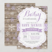 『ベイビー・イッツ・コールド・アウトサイド』冬のベビーシャワー 女の子 招待状 (正面/裏面)