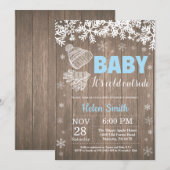 『ベイビー・イッツ・コールド・アウトサイド』冬の男の子ベビーシャワー 招待状 (正面/裏面)