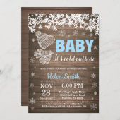 『ベイビー・イッツ・コールド・アウトサイド』冬の男の子ベビーシャワー 招待状 (正面/裏面)