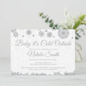 『ベイビー・イッツ・コールド・アウトサイド』冬の雪の結晶ベイビーシャワー 招待状 (スタンド正面)