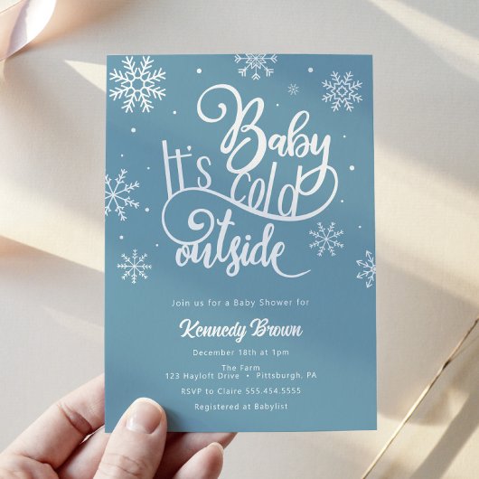 ベイビー イッツ コールド アウト パープル ブルー ベイビー シャワー 招待状