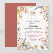 ベイビー・イン・ブルームの花々 ワイルドフラワーの優しい絵 招待状 (正面/裏面)