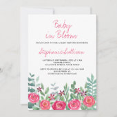 ベイビー・イン・ブルームの花の女の子のベビーシャワー 招待状 (正面)
