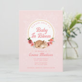 ベイビー・イン・ブルーム ウッドランドの鹿 ピンクのシャワー招待状 招待状 (スタンド正面)