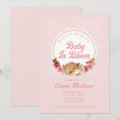 ベイビー イン ブルーム ウッドランド デア ピンク シャワー 招待状 (正面/裏面)