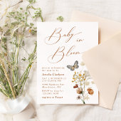 ベイビー イン ブルーム エレガント ワイルドフラワー ベイビー シャワー 招待状