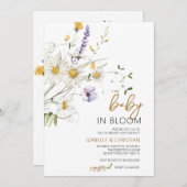 ベイビー・イン・ブルーム　カモミール ワイルドフラワーズシャワー 招待状 (正面/裏面)