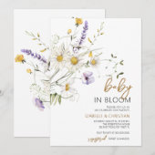 ベイビー・イン・ブルーム カモミール ワイルドフラワーズ シャワー 招待状 (正面/裏面)