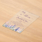 ベイビー・イン・ブルーム カラフル ルピナスの花 赤ちゃん歓迎会 アクリル招待状 (レイダウン)