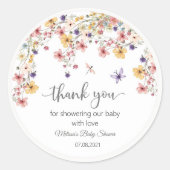ベイビー・イン・ブルーム ガーデン ワイルドフラワー ベビーシャワー ラウンドシール (正面)