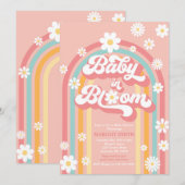 ベイビー・イン・ブルーム・グルーヴィー・デイジー・レインボー・ベイビー・シャワー 招待状 (正面/裏面)