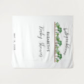 ベイビー・イン・ブルーム シャワー グリーン ボタニカル タペストリー (正面(横))