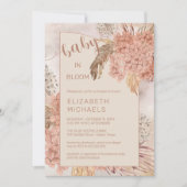 ベイビー・イン・ブルーム パンパスグラスとハイドランジアのシャワーデザイン 招待状 (正面)