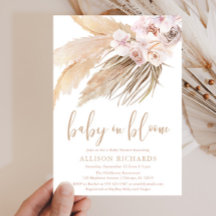 ベイビー イン ブルーム パンパス グラス ボーホー ガール ベイビー シャワー