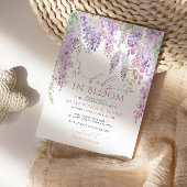 ベイビー・イン・ブルーム パープル藤の花 赤ちゃん歓迎会 招待状