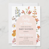 ベイビー・イン・ブルーム ピンクのアーチの女の子のシャワー 招待状 (正面)