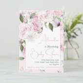 ベイビー・イン・ブルーム ピンクのバラの花のベビーシャワー 招待状 (スタンド正面)