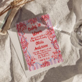 ベイビー・イン・ブルーム ピンクの手描き花のベイビーシャワー 招待状